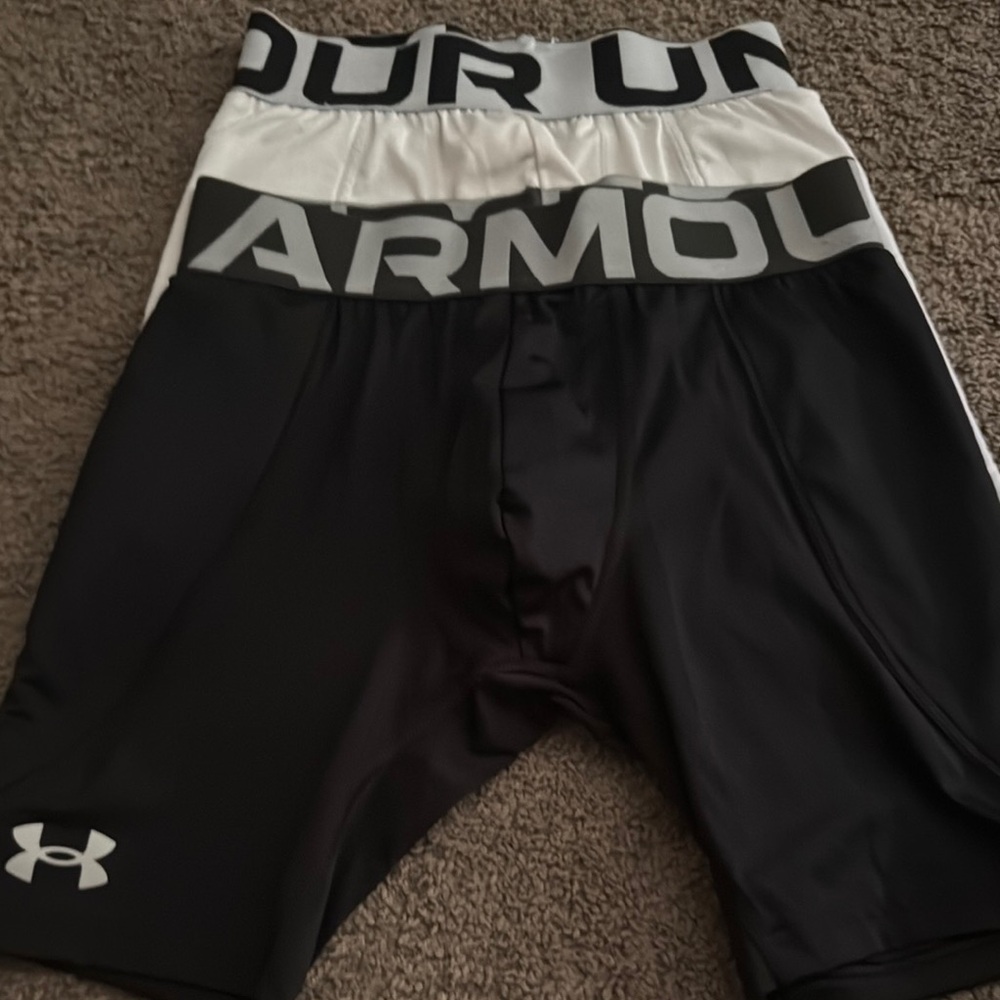 Under Armour Black and White Athletic Compression Shorts